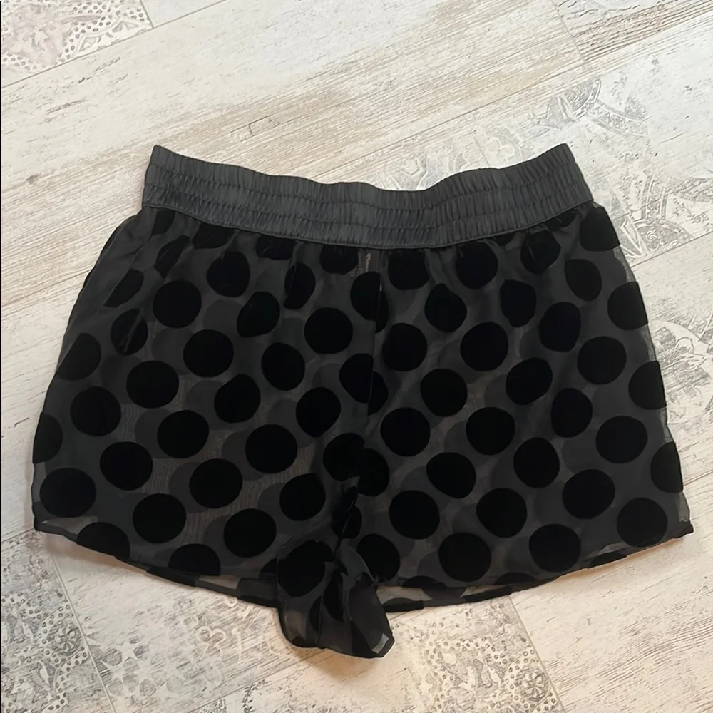 Victorias Secret Black Sheer Satin and Velvet Polka Dot Shorts Size Large